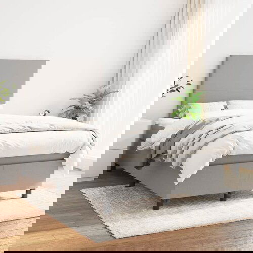 The Living Store Box spring postelja z vzmetnico svetlo siva 120x200 cm blago - Box Spring Postelja, (21521521) Slike