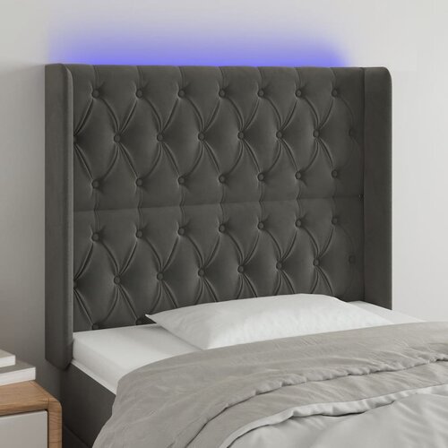 The Living Store led posteljno vzglavje temno sivo 93x16x118/128 cm žamet - led vzglavje, (21487811) Slike