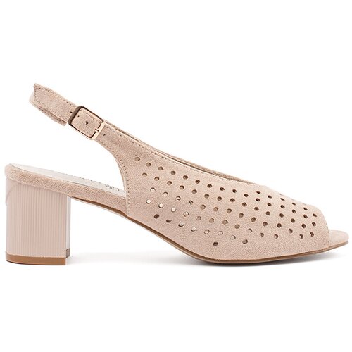 GOODIN Light beige sandals with a low heel Slike