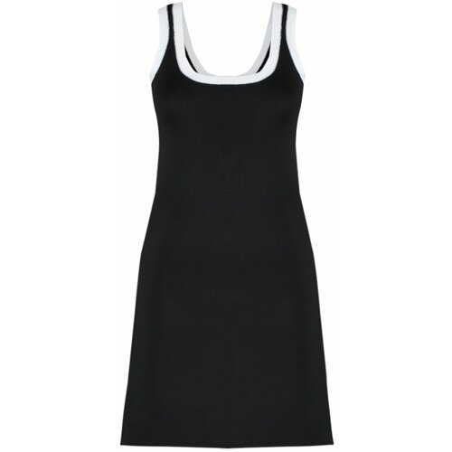 Trendyol Black Mini Knitwear Basic Color Block Dress Cene