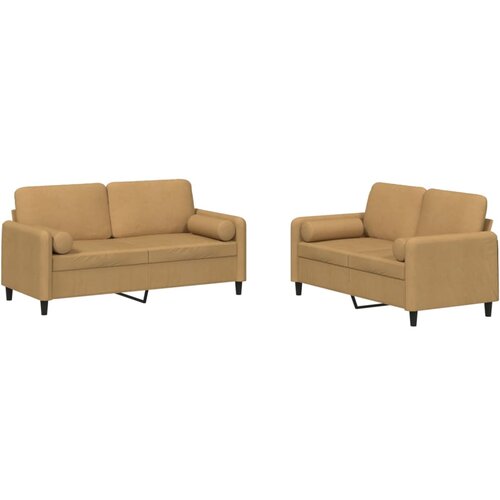 vidaXL 2-dijelni set sofa s jastucima smeđi baršunasti Cene