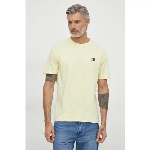 Tommy Jeans Bombažna kratka majica moški, rumena barva