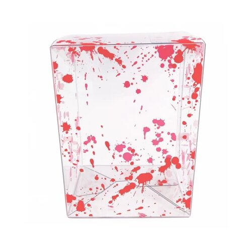 Spawn Clear Red Splatter 4'' Pop Protector With Film On It With Soft Crease Line And Automatic Bot Lock Cene