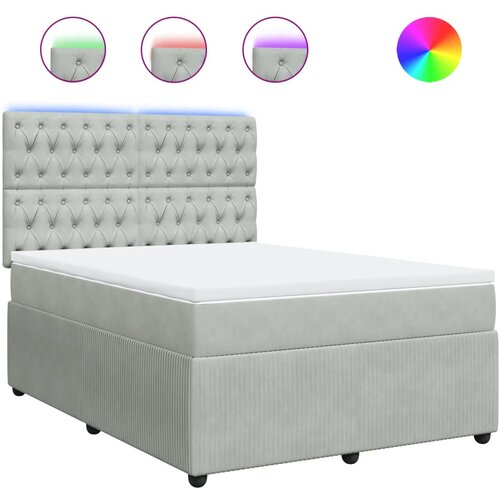 vidaXL Box spring postelja z vzmetnico svetlo siv 140x190 cm žamet, (21307813) Cene