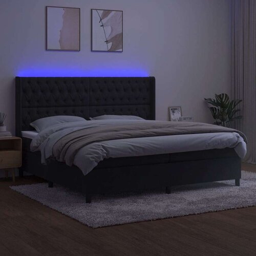  Box spring s madracem LED crni 200x200 cm bar&amp;scaron;un Slike