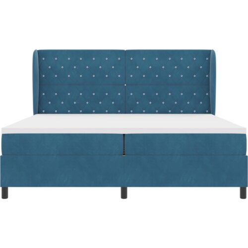  Krevet s podnicama i madracem tamnoplave boje 200x200 cm bar&amp;scaron;un Slike