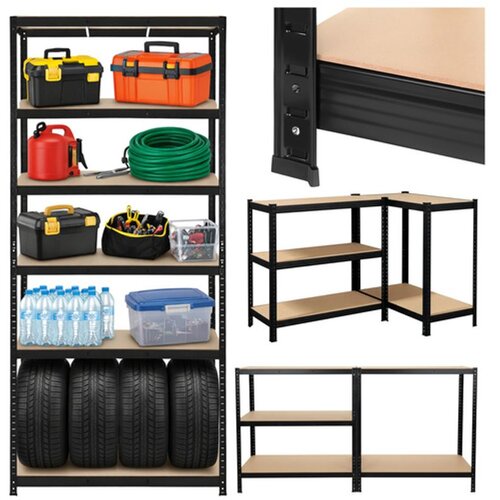 Bigstren metalni regal s 5 polica 220 x 100 x 45 cm, nosivost 1000 kg, crni Cijene