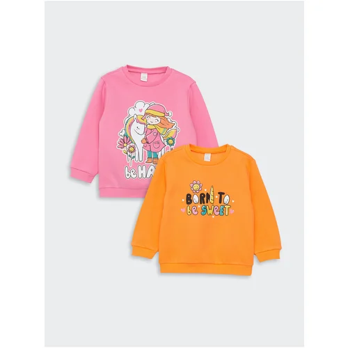 LC Waikiki Crew Neck Long Sleeve Printed Sweatshirt for Baby Girl 2-pack.