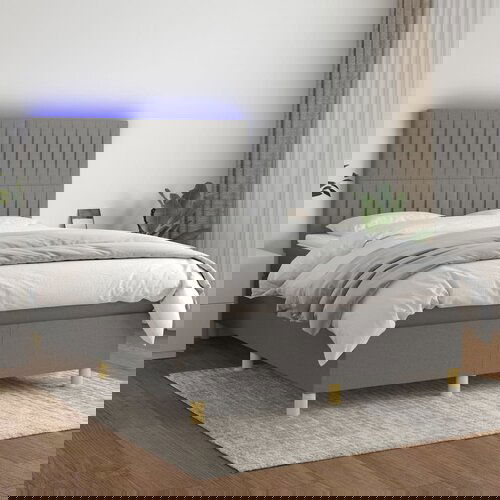  The Living Store Box spring postelja z vzmetnico LED temno siva 140x190 cm blago - Box Spring Postelja, (21501422) Cene