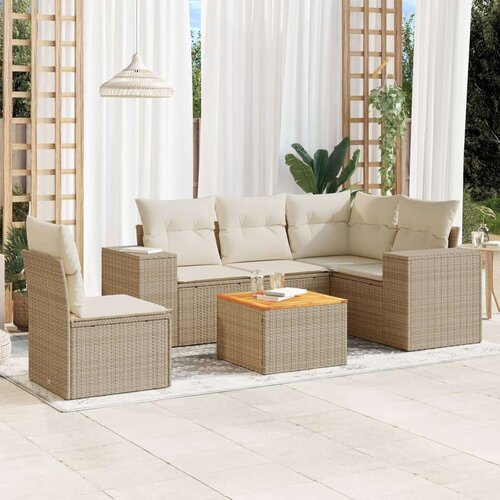 VidaXL 6-dijelni set vrtnih sofa s jastucima bež od poliratana Slike