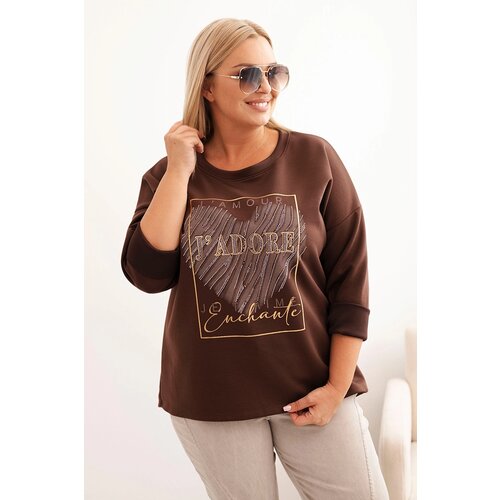 Kesi Włoski Women's Plus Size washed hoodie with a print graphite Cene