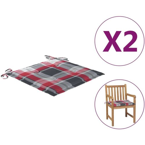 vidaXL Blazine za vrtne stole 2 kosa rdeč karo vzorec 50x50x3 cm blago Cene