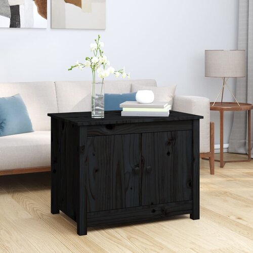 vidaXL Klubska mizica črna 71x49x55 cm trdna borovina Cene