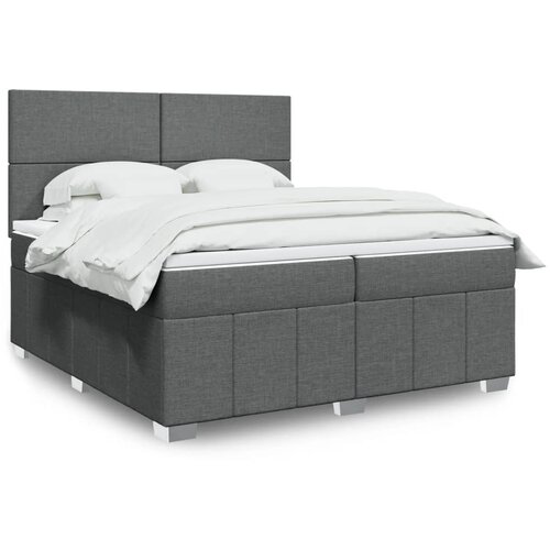 vidaXL Box spring postelja z vzmetnico temno siva 200x200 cm blago Cene
