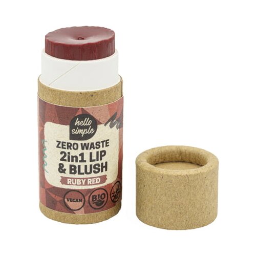 Hello simple Zero Waste 2v1 balzam za ustnice in rdečilo Blush Ruby Red Slike