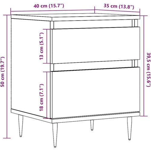  Noćni ormarići 2 kom Staro drvo 40x35x50 cm Konstruirano drvo Slike