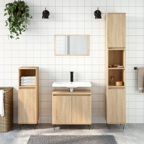 The Living Store Kopalniška omarica sonoma hrast 58x33x60 cm inženirski les - Kopalniška Omarica, (21436826) Cene
