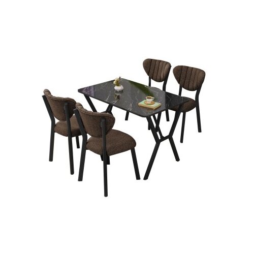 Hanah home Set Trpezarijski sto i 4 stolice Elma Brown Black Slike