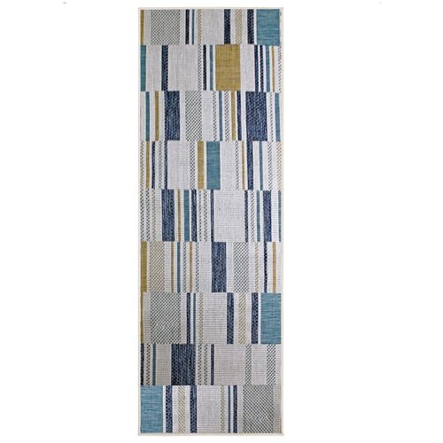Flair Rugs Rumena/modra notranja in zunanja preproga 80x230 cm Rosco Geo – Cene