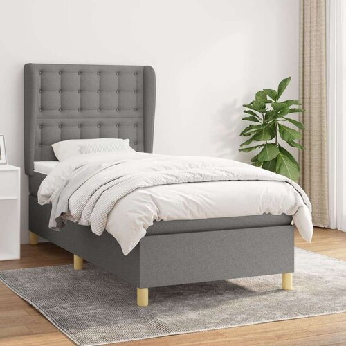  Box spring postelja z vzmetnico temno siva 90x200 cm blago, (20899729) Slike