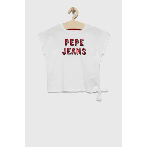 Pepe Jeans Dječja pamučna majica kratkih rukava boja: bijela