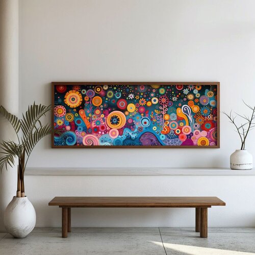 WALLXPERT FAH026-120 Multicolor Decorative Framed MDF Painting Cene
