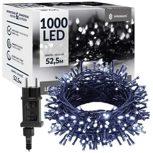 springos novoletne lučke 1000 LED 6500K 8 funkcij 50 + 2,5m