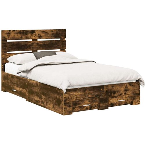 vidaXL Okvir za krevet s ladicama Dimljeni hrast 120 x 200 cm - Dimljeni hrast 120 x 200 cm Cijene