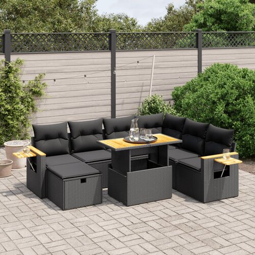 vidaXL 8-dijelni set vrtnih sofa od poliratana s jastucima crni Cijene