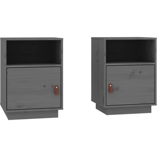 Maison Chic Dvo delni komplet Nočne omarice - Nočne mize siva 40x34x55 cm trdna borovina, (21689538) Slike