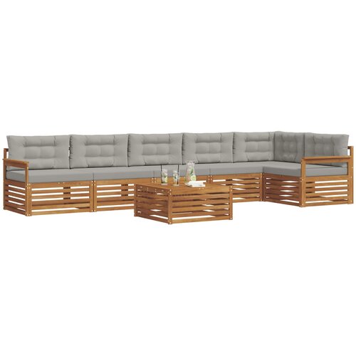  Set vanjskih sofa 7 kom. Prirodna i svijetlo siva Slike