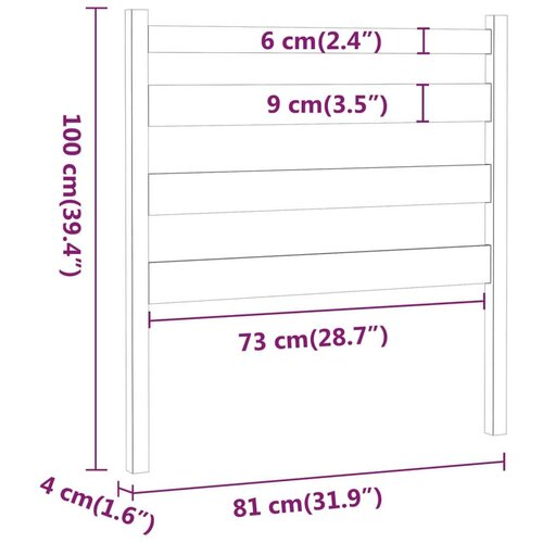  Uzglavlje za krevet boja meda 81 x 4 x 100 cm masivna borovina Slike