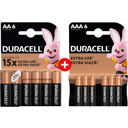 Duracell Baterije Basic AA 6 kom + Baterije Basic AAA 6 kom Cene