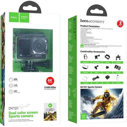 Hoco. &amp;Scaron;portna kamera, 1.3&amp;quot;/ 2&amp;quot; IPS LCD, 4K UHD, WiFi, microSD - DV101 Slike