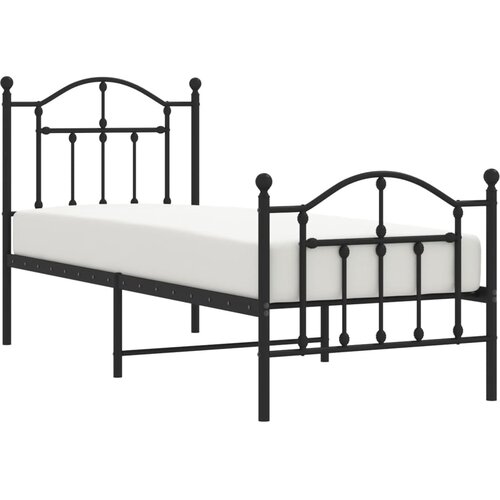  Metalni okvir kreveta uzglavlje i podnožje crni 75x190 cm Slike