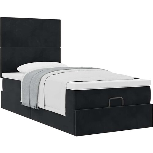 VidaXL otomanski okvir kreveta s madracima crni 100x200cm bar&amp;scaron;unasti Slike