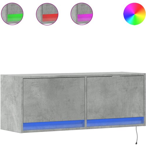 VidaXL Stenska TV omarica z LED lučkami betonsko siva 100x31x38 cm, (21375108) Slike