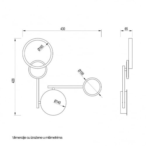 Vesta 473 zidna lampa 16W 3000K crna 111677 Cene