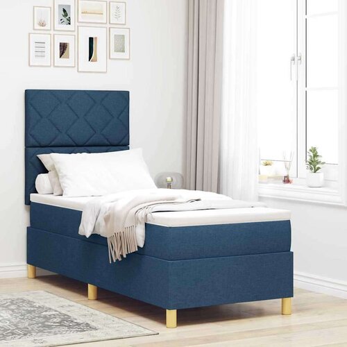 Box LED Box Spring Postelja z vzmetnico Modra 80 x 200 cm blago, (5000128361) Cene