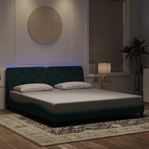  Okvir kreveta s LED-om bez madraca tamnozeleni 180x200 cm bar&scaron;unasti Cijene