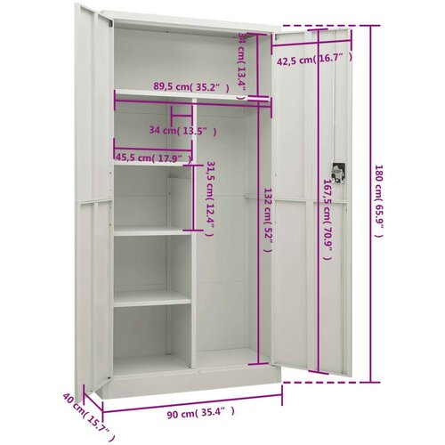 VidaXL Omara s ključavnico svetlo siva 90x40x180 cm jeklo Slike
