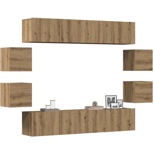  8 kosov stenske TV omarice Artisan Oak Engineered Wood, (21703645) Slike