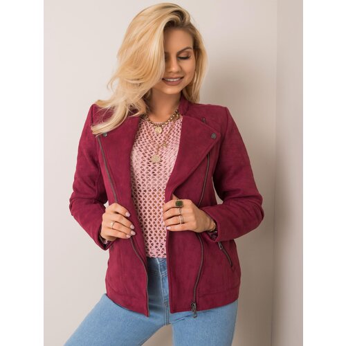 Fashion Hunters Hannah STITCH &amp;amp; SOUL Dark Red Organic Suede Jacket Slike