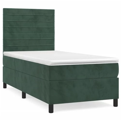 vidaXL Box spring postelja z vzmetnico temno zelena 80x200 cm žamet, (20898566)