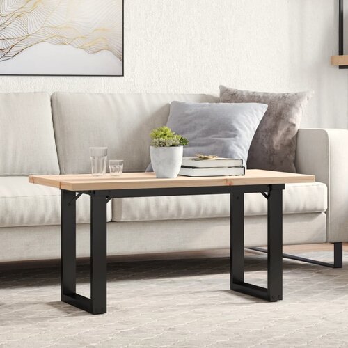 VidaXL Stolić za kavu O-oblika 100x50x45 5 cm od borovine i željeza Slike