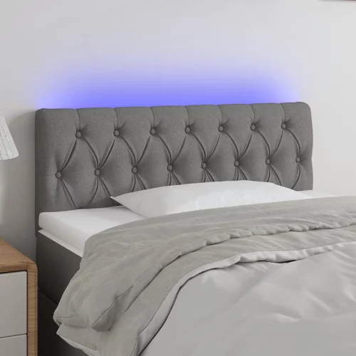 vidaXL LED posteljno vzglavje temno sivo 90x7x78/88 cm blago