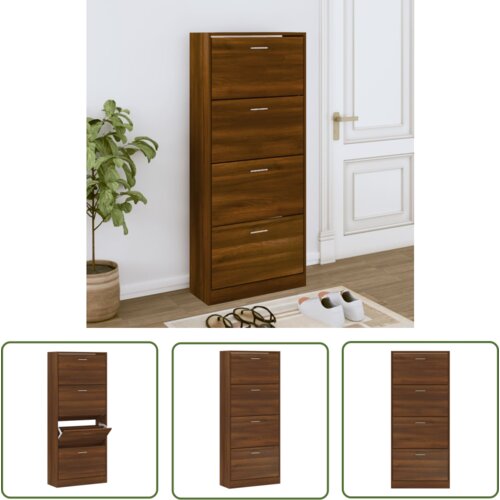 The Living Store Omarica za čevlje rjav hrast 63x24x147 cm inženirski les - Omarica Za Čevlje, (21744578) Cene