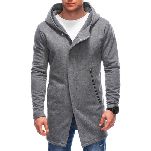 Edoti Men's asymmetrical unbuttoned hooded sweatshirt OM-SSZP-0111 Cene