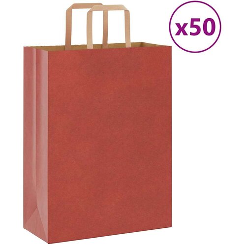  Papirnate vrećice 50 kom s ručkama crvene 26x12x35 cm Slike