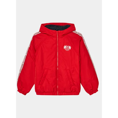 Tommy Hilfiger Prehodna jakna Heritage Logo Windbreaker KB0KB08880 Rdeča Regular Fit